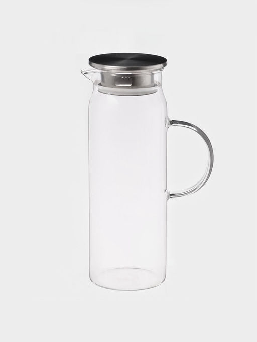 Кувшин для воды Magistro «Богема», 1.7 л, 10×27.5 см, с металлической крышкой, стекло, прозрачный, серебристая крышка