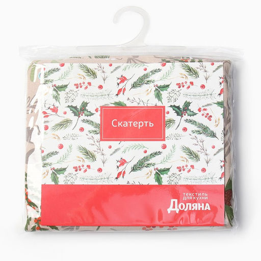 Скатерть новогодняя Доляна Bullfinch 149х220 см, 100% хл, рогожка 164 г/м2  фото 2