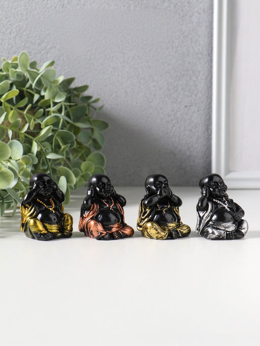 Сувенир полистоун "Хотей - не слышу, не вижу, не скажу" набор 4 шт 4,2х3,5х5,5 см