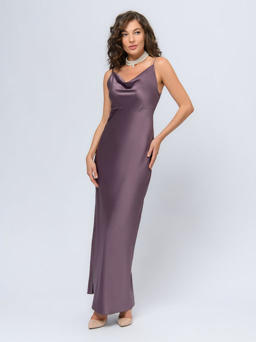 Платье шоколадного цвета длины макси на бретелях - 1001dress фото 3