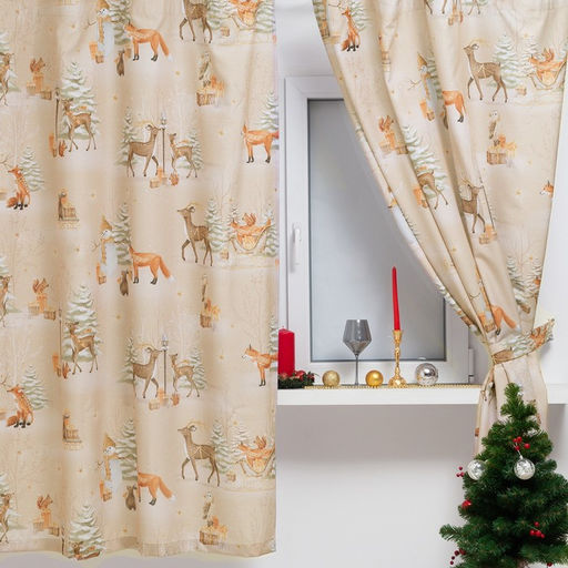 Комплект штор для кухни с подхватами Christmas forest 145?180 см-2 шт., габардин