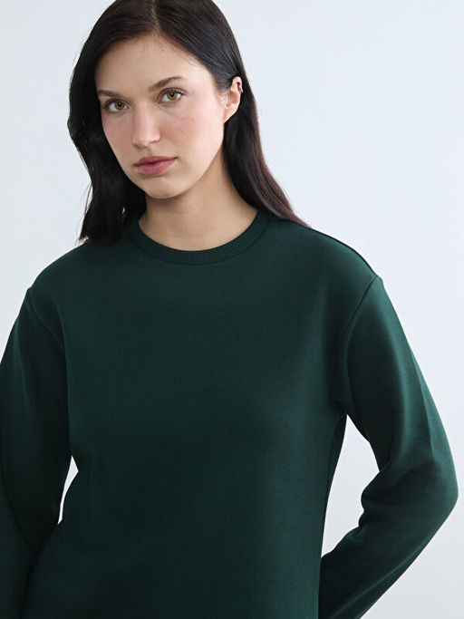 Bisiklet Yaka Kad?n Kal?n Sweatshirt