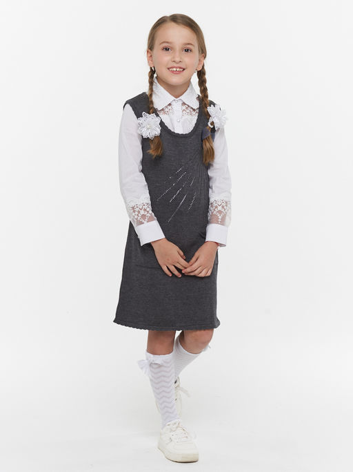 Сарафан для девочек 7068. 5006 серый