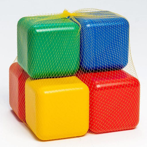 Кубики детские, пластиковые, цветные, 6 штук, 12×12 см