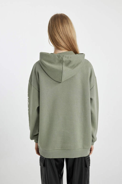 Плотный свитшот оверсайз с капюшоном Cool Guns N Roses - Defacto фото 6