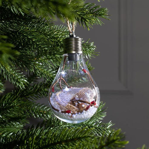 Ёлочный шар Новый год, 5 LED, от батареек, свечение белое
