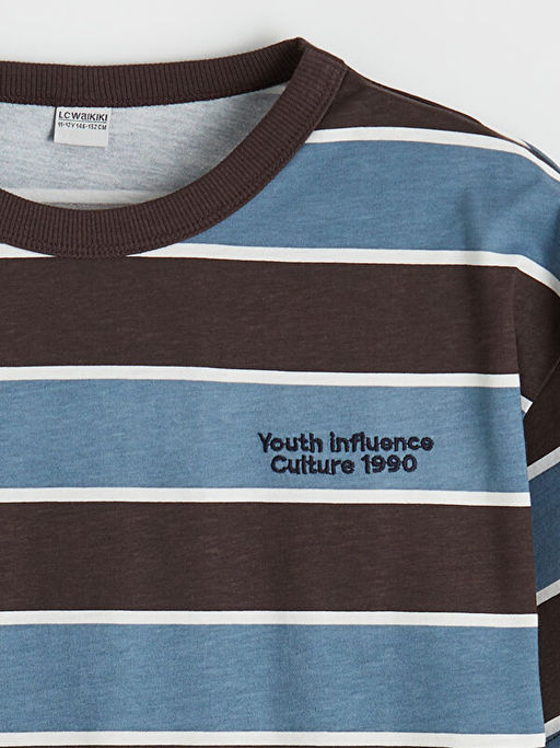 Bisiklet Yaka ?izgili Erkek ?ocuk Ti??rt