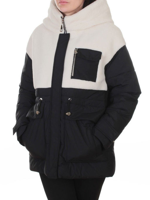7716 BLACK/WHITE Куртка зимняя женская (150 гр. синтепон)