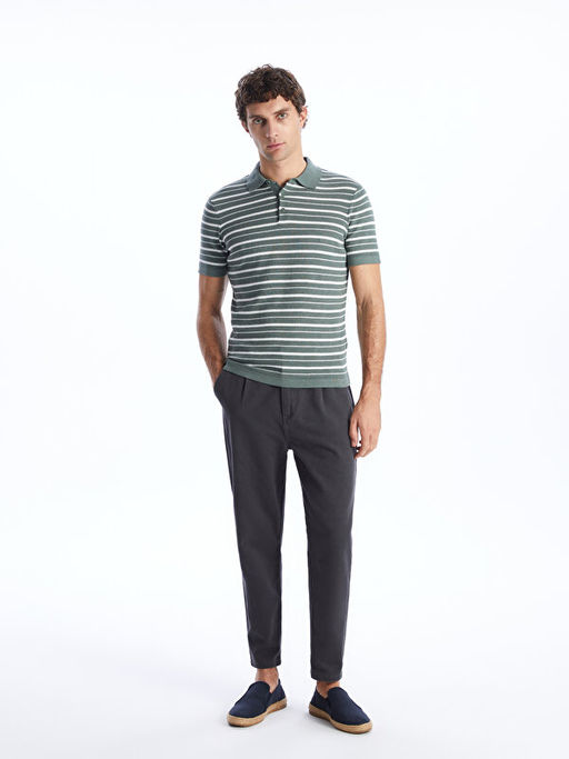 Polo Yaka K?sa Kollu ?izgili Erkek Triko Kazak - Waikiki фото 3