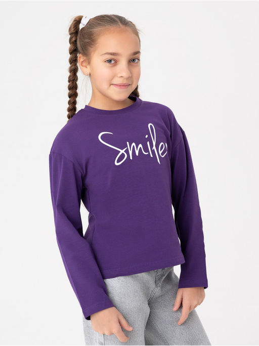 Лонгслив детский Смайл фиолет - София фото 6