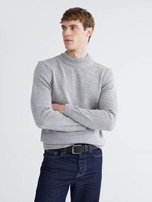 Yar?m Bal?k?? Yaka Erkek Triko Kazak