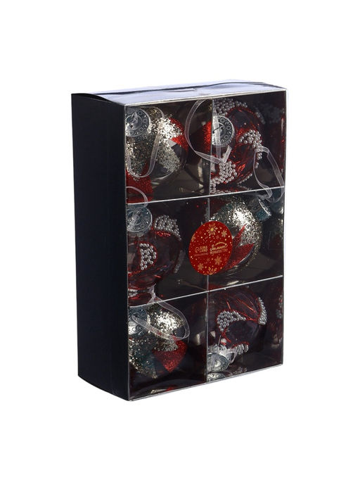 Ёлочные шары новогодние Мелвин, набор 6 шт., d=8 см, прозрачный/красно-белый - Simaland фото 10