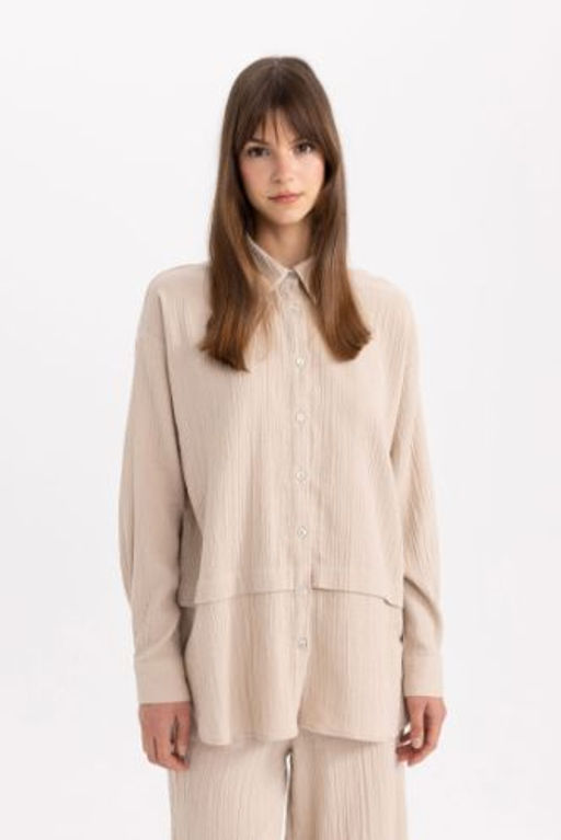 Relax Fit Muslin Uzun Kollu Gomlek Tunik