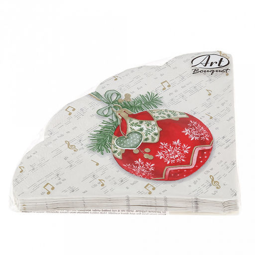 Салфетки бумажные "Art Bouquet Rondo" д32см, 3-х слойные, 12 штук в упаковке, 100% целлюлоза, "Музыкальный шар" (Россия)