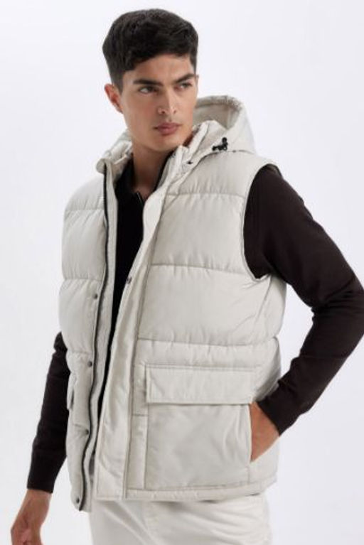 Su Itici Hafif Sisme Yelek C?kar?labilir Kapusonlu Fermuarl? Cepli Mevsimlik