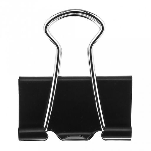 Зажим для бумаги 25мм металл, цвет - черный, набор 48 штук, в пластиковой банке д9,8см h6,1см (Китай)