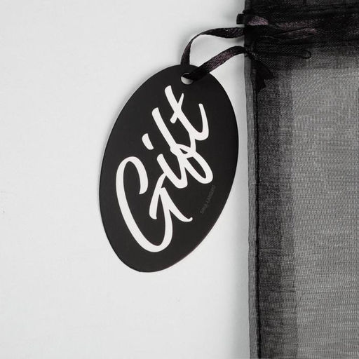 Цена за 10 шт. Мешочек подарочный органза черный Подарок, с шильдиком, 16 х 24 см +/- 1.5 см - Дарите счастье фото 3