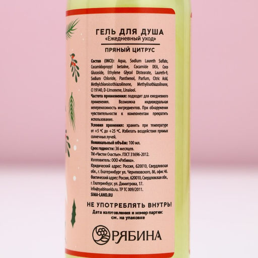 Цена за 2 шт. Гель для душа Тепла и уюта в Новом году!, 100 мл, аромат пряного цитруса, Чистое счастье  фото 7