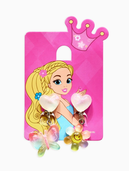 Серьги клипсы детские «Выбражулька. Бабочка и Цветочек», разноцветные