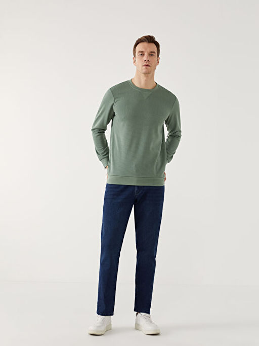 Bisiklet Yaka Uzun Kollu Erkek Sweatshirt
