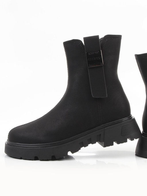 04-WD018-1M BLACK Ботинки зимние женские (натуральная кожа, 100% шерсть)