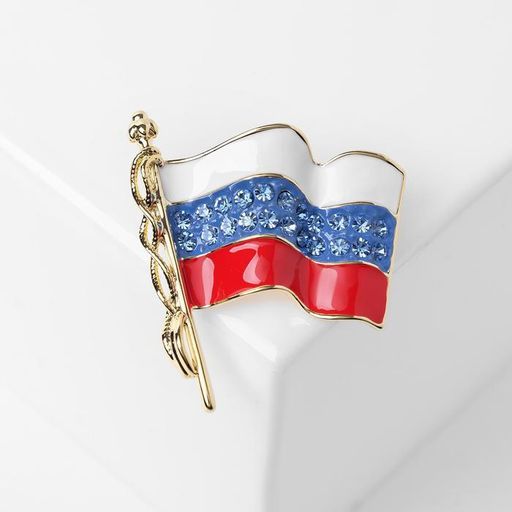 Брошь Флаг России, цветная в золоте