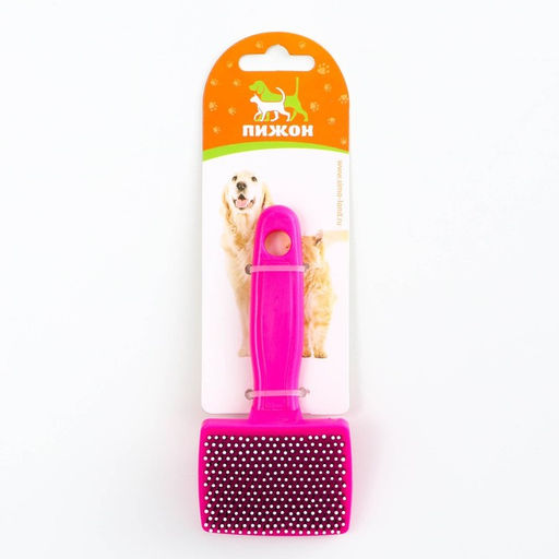 Пуходерка пластиковая мягкая с закругленными зубьями, малая, 6 х 13,5 см, розовая - Пижон фото 5