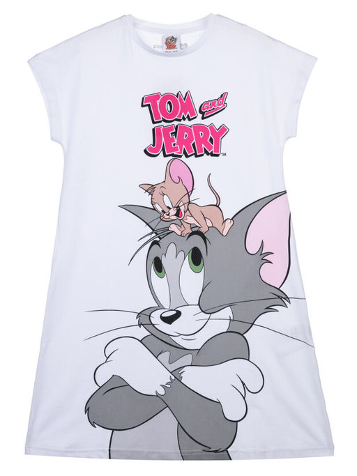 Сорочка ночная PlayToday Tom&Jerry для девочки из хлопка с эластаном в ассортименте фото 3