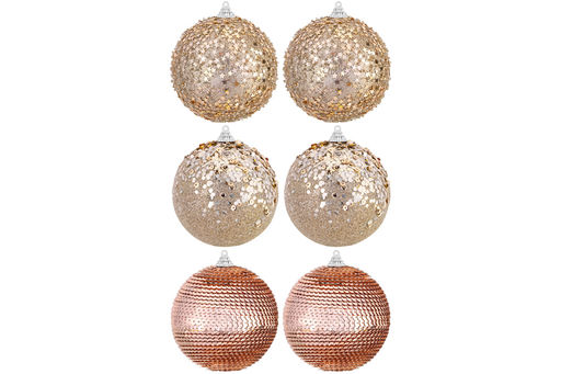 Набор 6 новогодних шаров 9,5*9,5 см Шампань - Elan gallery фото 10