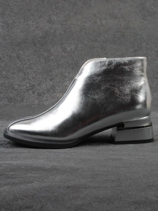 01-B50B-96C GREY/SILVER Ботинки демисезонные женские (натуральная кожа, байка)