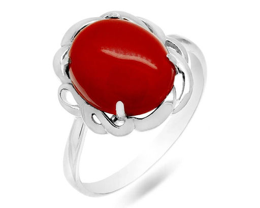 Кольцо из серебра коралл, СПН4026