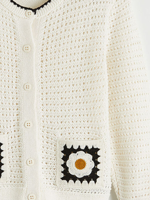 Bisiklet Yaka Nak??l? K?z ?ocuk Triko H?rka