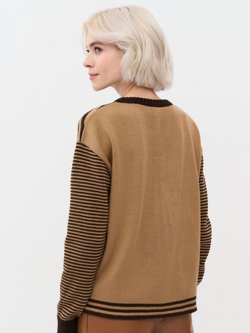 Джемпер женский 7232-40226. 5800363/5300521/501 горький шоколад/ристретто/белый - Vay фото 7