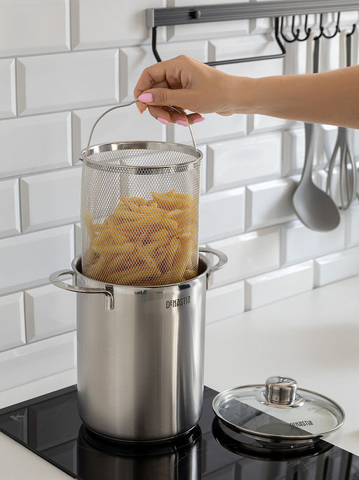 Кастрюля с крышкой и сеткой 4,2л серый нержавеющая сталь