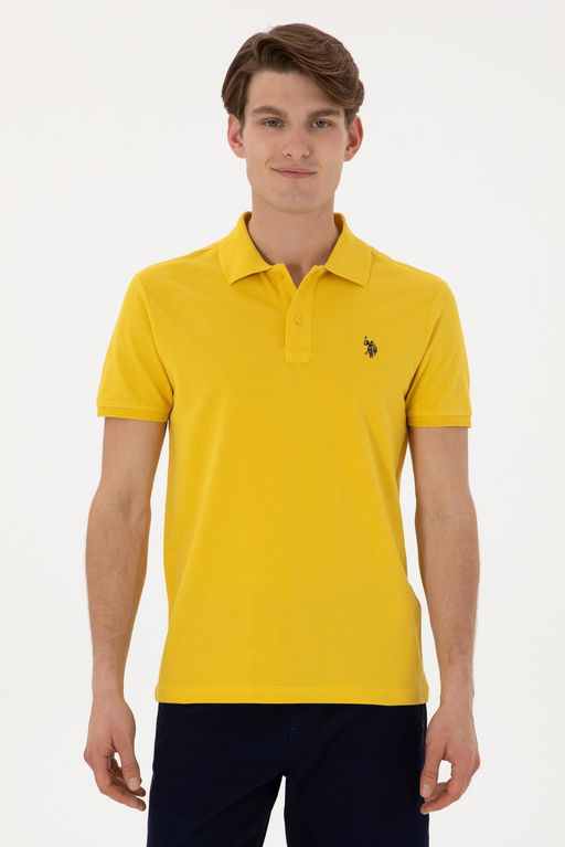 Erkek Slim Fit Polo Yaka Sar_ Basic Ti__rt Sepette S_rpriz _ndirim