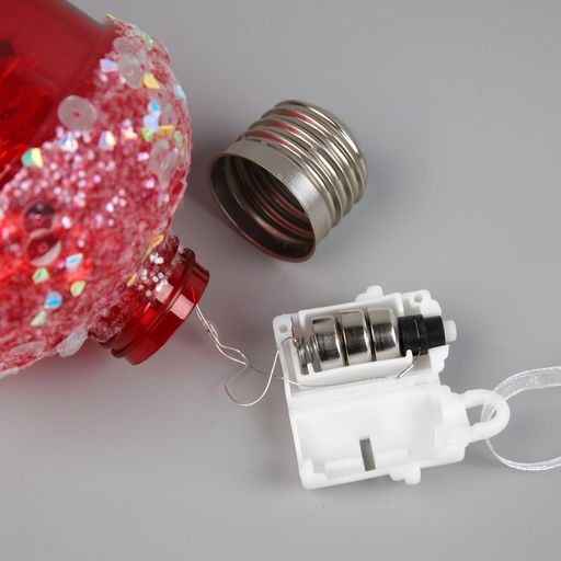 Ёлочный шар Жёлудь красный, 12х7 см, 4 LED, от батареек, свечение тёплое белое - Luazon lighting фото 8