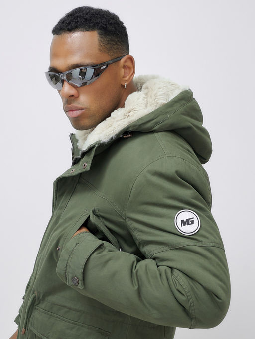 Парка мужская зимняя удлиненная с мехом цвета хаки 2606Kh - Mtforce фото 11