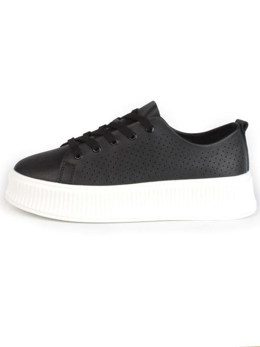 05-PDXL155-5 BLACK Кроссовки женские (натуральная кожа)