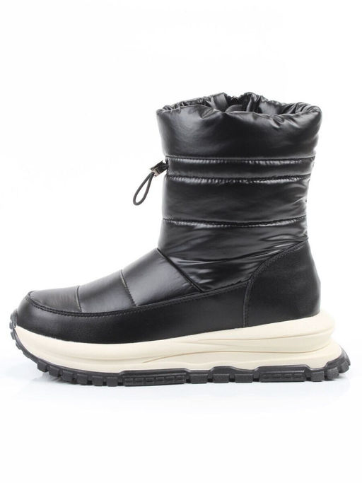 02-WA010-1M BLACK Сапоги Дутики зимние женские (натуральная кожа, курточная ткань, 100% шерсть) - Фабричный китай фото 4