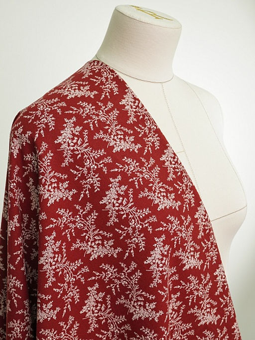 Теплый хлопок "Осенние травы" цв.насыщенный красно-терракотовый, ш.1.5м, хлопок-100%, 160гр/м.кв