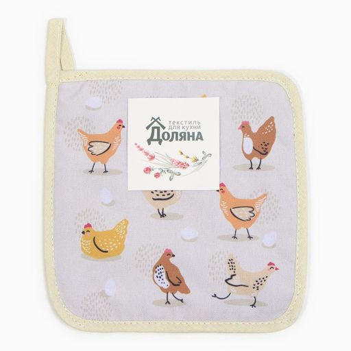 Прихватка Доляна Курочки 17х17 см, 35% хл, 65% пэ, ватин 250 г/м2  фото 8
