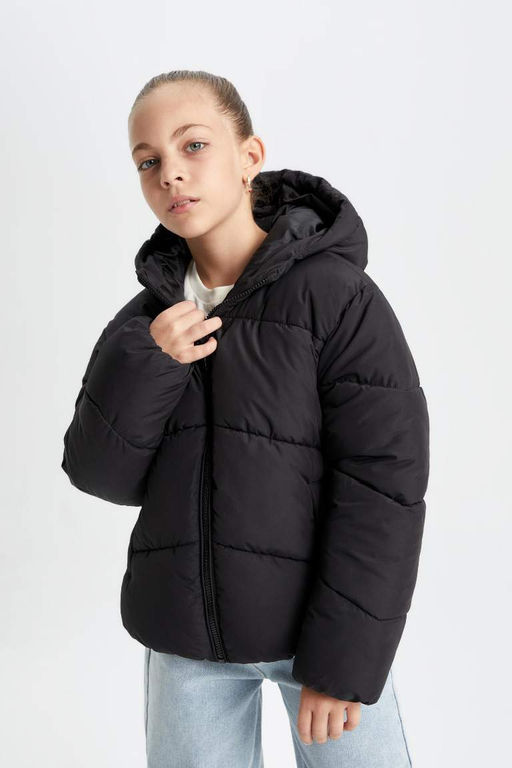 Водоотталкивающее пальто с капюшоном для девочек - Defacto фото 8