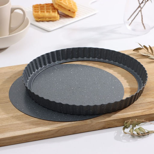 Форма для выпечки Доляна, d=28 см, съёмное дно, антипригарное покрытие, цвет серый