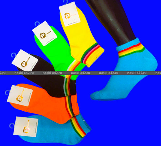 Цена за 10 пар. Байвэй (Рубин) носки женские укороченные ЦВЕТНЫЕ с полосочками 36-41 (фактически 36-40) - Байвей фото 3