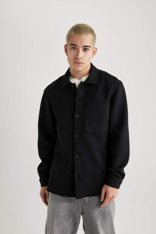 Стеганая куртка-рубашка стандартного кроя с длинными рукавами - Defacto фото 4