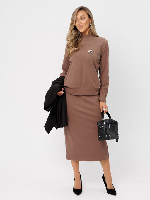 Костюм женский К-242 (лапша Софт г/к) Бежевая