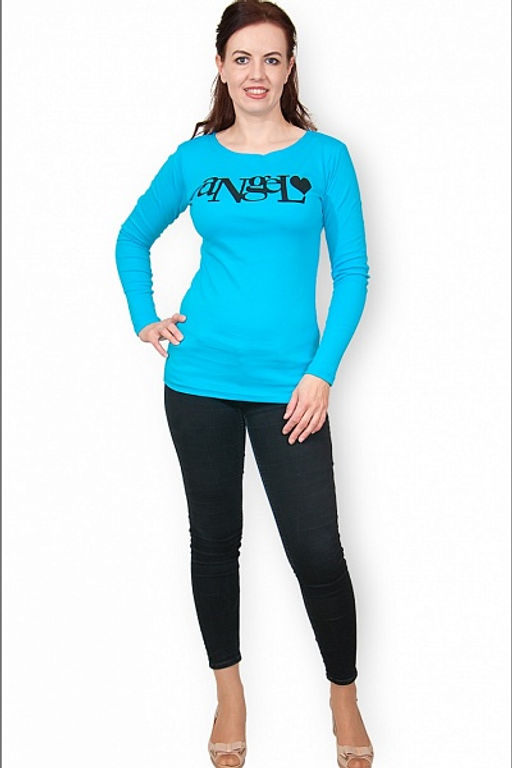 Кофта интерлок - пенье, принт Angel, бирюзовый (213-3) - Плиона фото 3