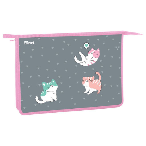 Папка для тетрадей А4, молния сверху F?rst "Kittens" (FT-PP-A40410) пластик