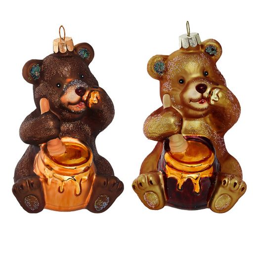 Медвежонок с бочонком меда, асс. из 2-х (стекло) 7х6,5х11 см