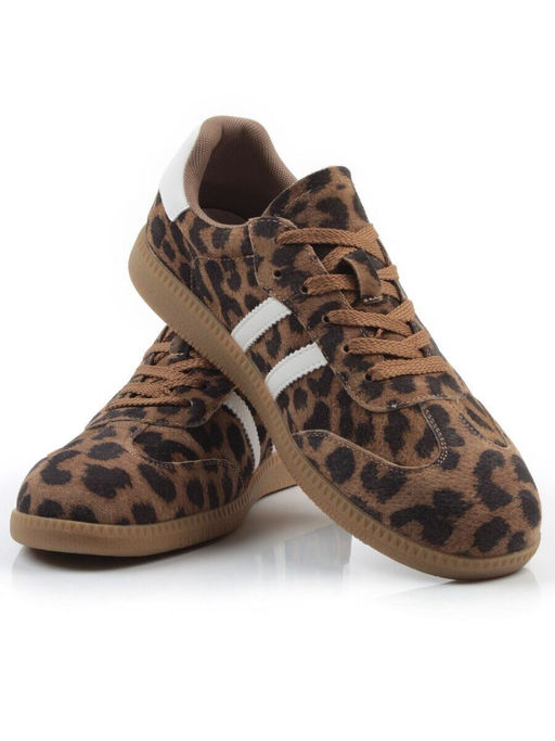 03-270-6PC LT. BROWN/LEOPARD Кеды женские (натуральная кожа)